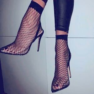 Fishnet socks heels